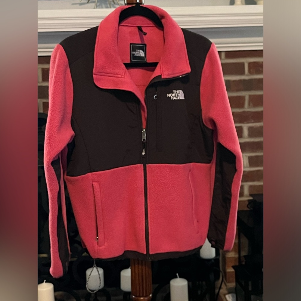 🔥The North Face Pink/Brown Fleece Jacket with full Zipper Size: M Very Nice!